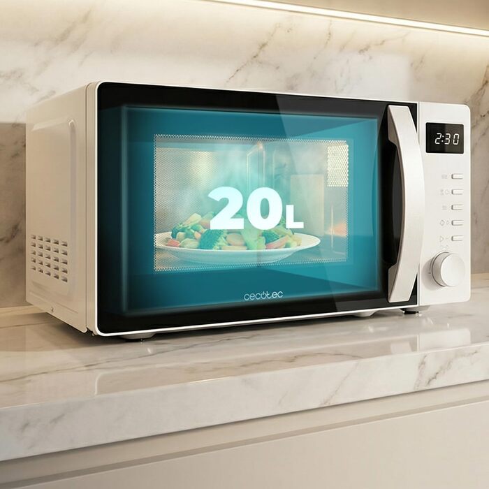Мікрохвильова піч Cecotec Proclean 5105 біла, 20л, з грилем, технологією 3DWave та функцією розморожування
