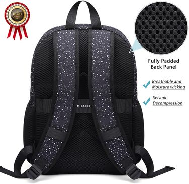 Рюкзак Zicac для чоловіків та жінок, Casual рюкзак для ноутбука 16 дюймів, легкий шкільний рюкзак для учнів та студентів, Daypack, рюкзак для подорожей, універсітету, школи, ділових поїздок, чорний