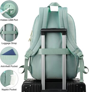 Жіночий рюкзак для ноутбука 17,3 дюйма: ідеальний для навчання, роботи та офісу. Зелений колір