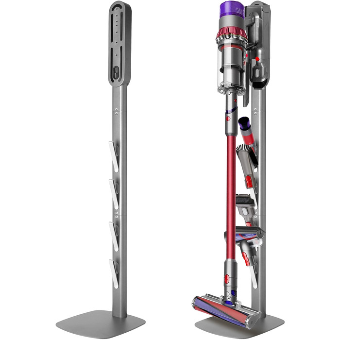 Стійка для пилососа Dyson V6-V16 (Gen5) – металева підставка з 4 гаками, настінне кріплення без свердління, срібляста