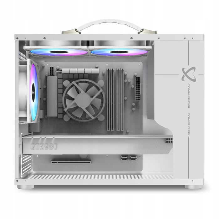 Корпус для комп'ютера Cube Case Micro-ATX, загартоване скло, RGB, білий