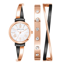 Жіночий набір годинників Anne Klein з кристалами та браслетами, Rose Gold/Gunmetal Grey, преміум-якість