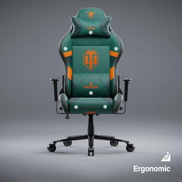 Ігрове крісло Diablo X-One 2.0 World of Tanks, ергономічне, регульовані підлокітники, подушки для шиї та попереку, розмір L, офісне крісло