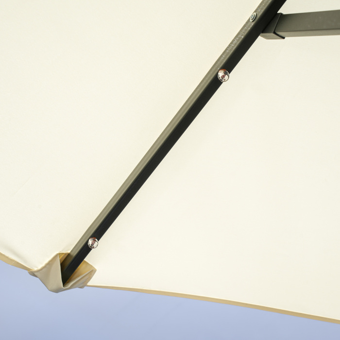 Outsunny Double Canopy Patio & Pool Umbrella 116 x 86 inches with LED Lights, Adjustable Tilt, Polyester & Steel, Beige