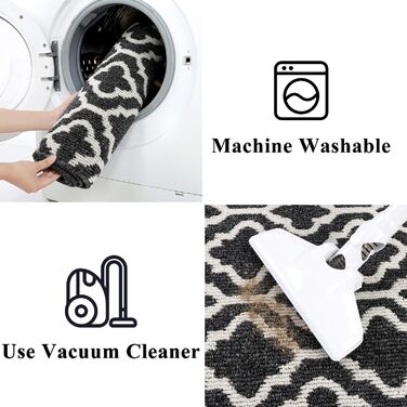 Придверний килимок SHACOS протибрудовий, протиковзкий, 60x240 см, чорний — для входу, коридору, тераси та саду, можна прати