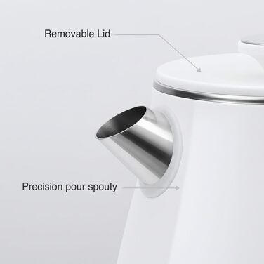 Електричний чайник MULIN Retro, 1.8 л, 2200 Вт, з поворотним підставою 360°, швидке кип'ятіння, автоматичне відключення (білий)