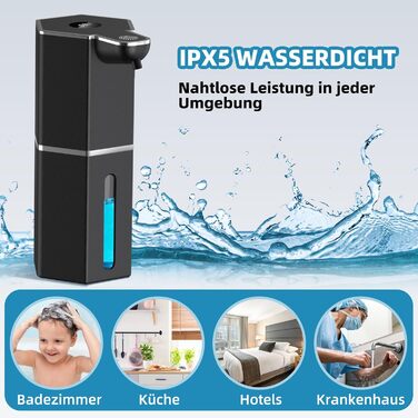 Автоматичний диспенсер для мила 350 мл з сенсором, USB-зарядка, 4 швидкості, водонепроникний IPX5 для кухні, ванної кімнати, офісу