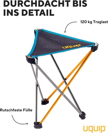 Складаний табурет Uquip Trinity M Mini - легкий, треножний, 150 кг, блакитно-жовтий (золото-сірий, великий)
