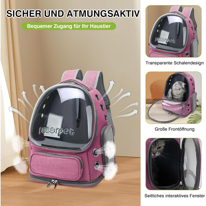 Рюкзак-переноска для котів та собак ALLSOPETS Bubble Carrier Rosa (до 7.5 кг)
