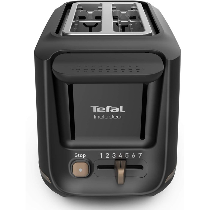 Tefal 2-Slice Toaster with Magnetic Clamps, Large Controls, 7 Browning Levels, Removable Crumb Tray, Lift Function TT533811, Black