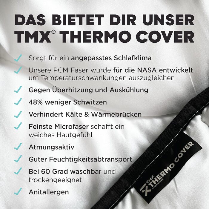 TMX® Термоковдра з регуляцією температури 135х200 см, інноваційне PCM-волокно, дихаюча, гіпоалергенна, веганська, Oeko-Tex, вироблено в Німеччині