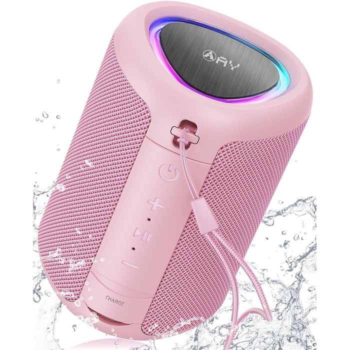Портативна Bluetooth колонка AY з підсвіткою, IPX5 водостійка, AUX/TF картридер, стерео-паринг, 24 год роботи від акумулятора, для дому та відпочинку на природі (зелена)