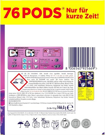 Капсули для прання кольорових речей Lenor All-in-1 PODS Amethyst Blütentraum, гігієнічне глибоке очищення та тривала свіжість, 76 шт