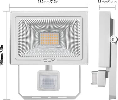 CLY LED Floodlight with Motion Sensor Outdoor 50W 4700LM Super Bright 2700K Warm White LED Floodlight IP66 Waterproof Outdoor Spotlight Adjustable Brightness Spotlight for Garden Garage Yard Backyard