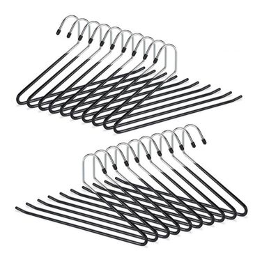 Relaxdays Set of black trouser hangers, non-slip