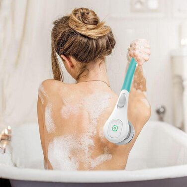 6-in-1 Electric Back Brush, Shower Brush with 6 Multifunctional Cleaning Heads, Body Brush 360° Rotation, IPX7 Waterproof 3 Speed Spin Cleaning Brush for Men Women