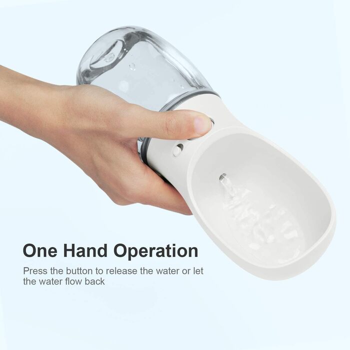 Водяна пляшка для собак на прогулянці, портативна, BPA-free, 350 мл, біла