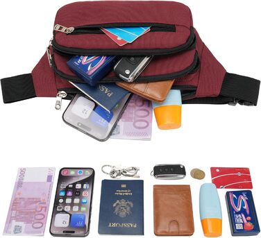 Поясна сумка на пояс, нагрудна сумка, унісекс, сучасна, для подорожей, прогулянок, собак, чоловіча та жіноча (Вишневий)