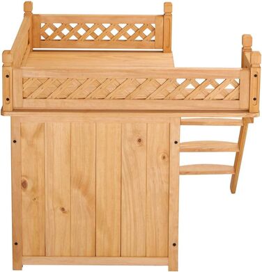 Двоярусний будиночок для котів та собак Tierhaus з дерева, сертифікат FSC®, 65x55x54 см - тераса, сходи, балкон