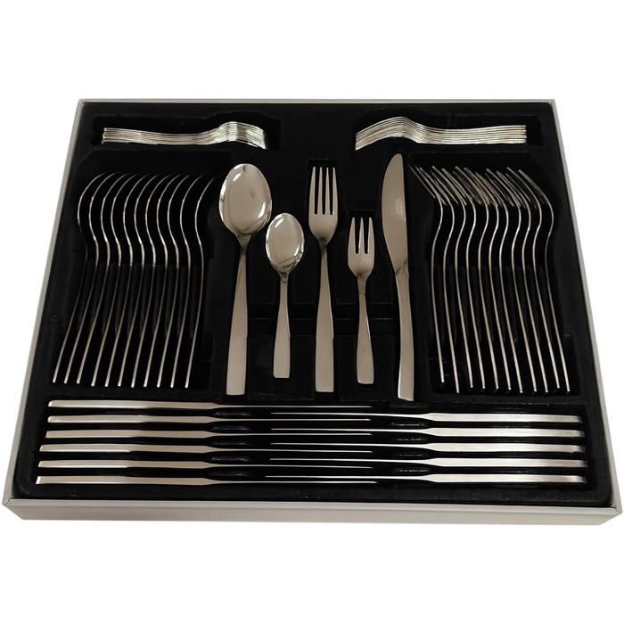 Набір столових приборів 60 предметів для 12 осіб з нержавіючої сталі – елегантний набір, полірований до блиску, безпечний для посудомийної машини, стійкий до корозії. Модель 4
