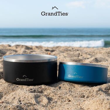 Нержавійна чаша для собак та котів GrandTies, гравіювання, багаторазове використання, BPA-free, ізольована, велика (1890 мл), колір: Powder Green