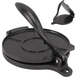 Пресс для тортилій з алюмінієвого сплаву, ручний, для приготування тако, патоконів, тортилій, роті, піци (20 см, чорний)