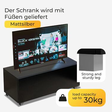 4housedesign® TV Board Lowboard Hanging | TV Cabinet Sideboard Living Room | Lowboard Living Room TV Shelf TV Board Hanging TV Cabinet TV 55 Inch - TV Lowboard Black Matt 100cm