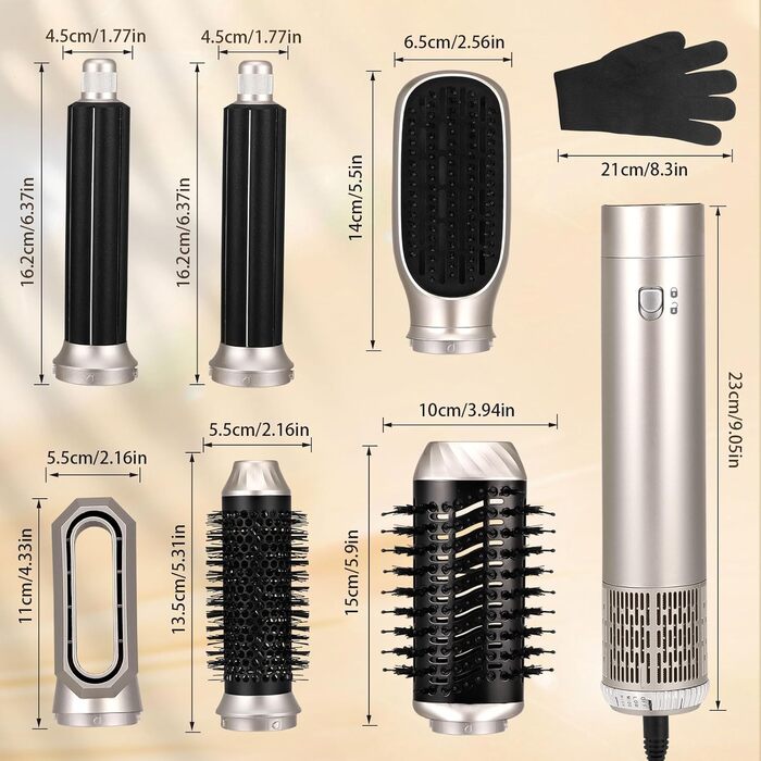 Набір фена та плойки 6 в 1 Air Styler: сушка, укладка, об'єм, локони. Іонна турботехнологія, 1200W. Для професійного салонного догляду за волоссям