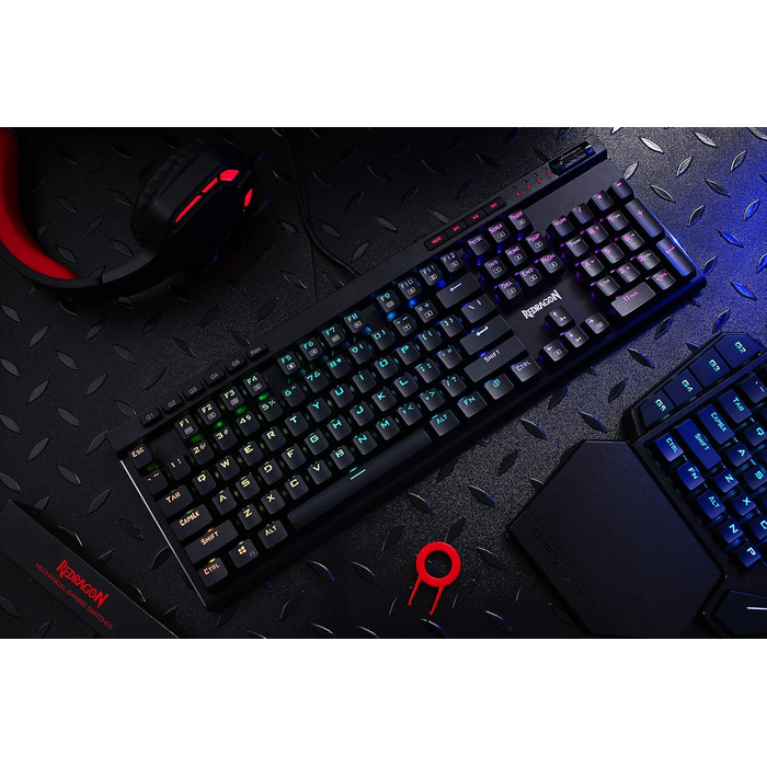 Redragon K580 PRO - Бездротова ігрова механічна клавіатура RGB з 104 клавішами, Hot-Swap, макрос, керування медіа та блакитними перемикачами