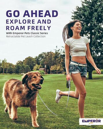 Емператор Петс GY26 - висувна поводок для собак, великих порід, до 50 кг, міцний, сірий, 7.9 м