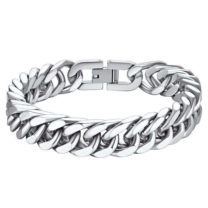 Чоловічий браслет Richsteel з нержавіючої сталі сріблястого/золотого/чорного кольору, ширина 12 мм, довжина 21 см, кубинський ланцюг, для подарунка