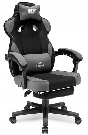 Ігрове крісло IMBA seat Emperor, тканина, чорно-сіре
