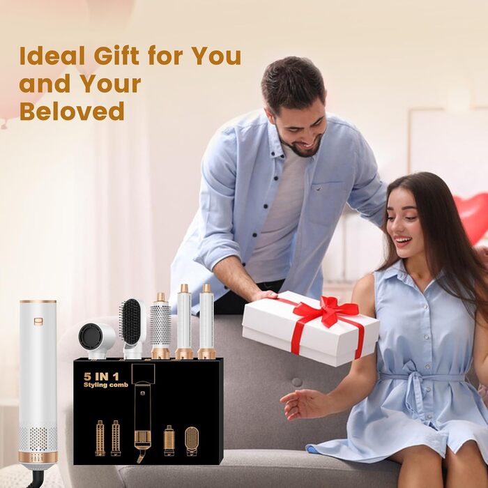 Мультистайлер для волосся 5 в 1 з іонізацією, автоматична плойка, термощітка, випрямляч, об'єм, білий