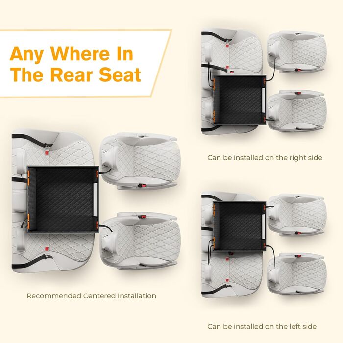 Pecute Dog Car Seat - XL Upgrade - Reinforced & Secure for Medium & Large Dogs - 70x61x55cm with 4 Straps