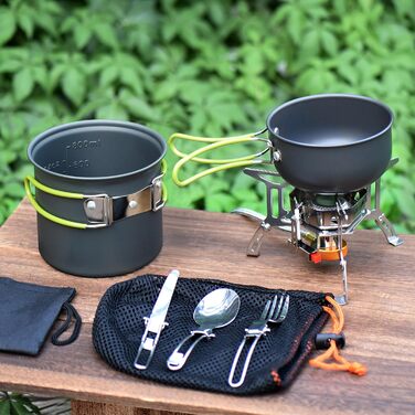Набір посуду для кемпінгу з алюмінію, туристичний посуд, набір для пікніка та походів