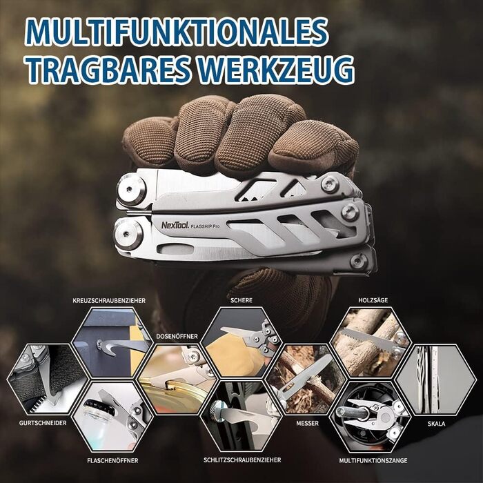Мультитул NexTool Muiltool 19-в-1: плоскогубці, ніж, викрутка, ножиці, сталь, кемпінг, подарунок для чоловіків