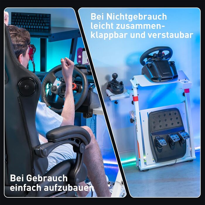 Ігровий стійка-держак для керма GTPLAYER Racing Wheel Stand з кріпленням для КПП V1 V2, регульований нахил, для PS4, Xbox, PC (Білий)
