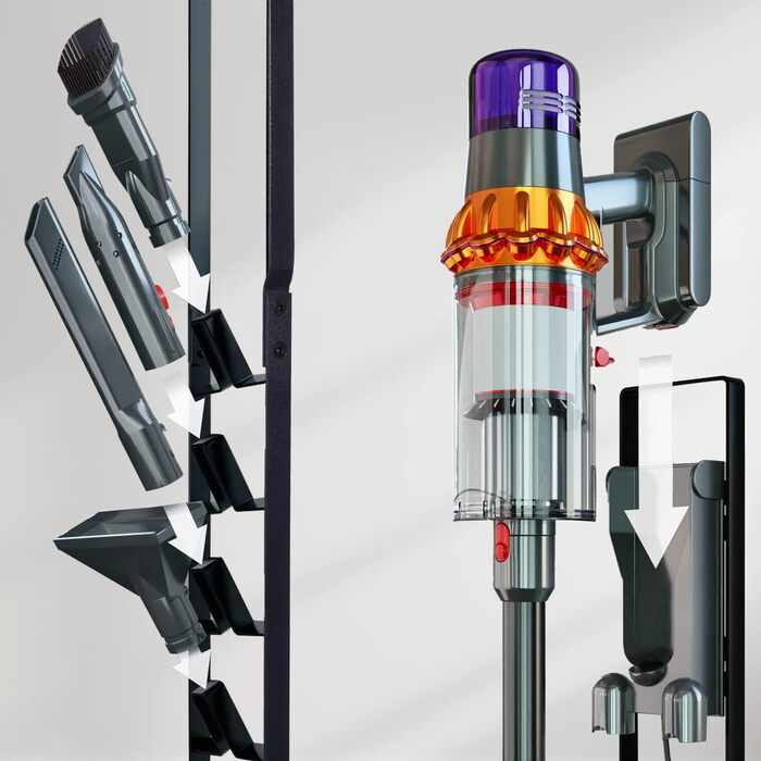 Підставка для пилососа Dyson: Металевий тримач для бездротових моделей V15, V11, V10, V8, V7, V6, DC30-DC74 - Чорна