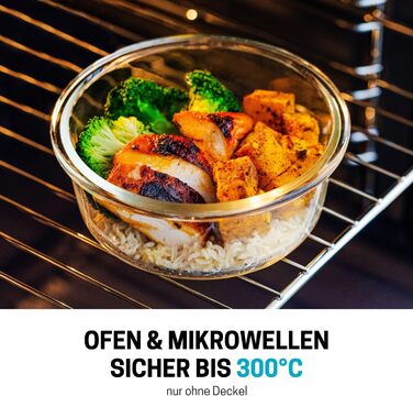 Контейнери для їжі Igluu Meal Prep, скляні, набір 3 шт (400/650/950 мл) - BPA-free, мікрохвильовка, духовка, морозилка, посудомийка
