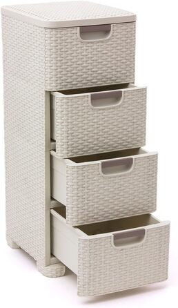 Комод CURVER STYLE з 4 шухлядами, поліпропілен, кремовий, 33x38x79 см