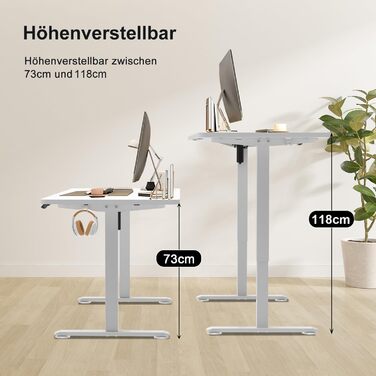 Регульований стіл Homall 140x60 см з USB-портом, комп'ютерний стіл для дому та офісу, ергономічний, білий