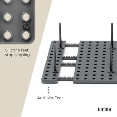 Органайзер для ящиків Umbra Peggy, набір 2 шт, антрацит, 45x30x10 см – система зберігання для каструль, кришок, контейнерів, кухонних шаф