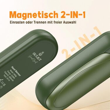 Електричні грілки для рук 2 шт. 7000mAh з 3 рівнями нагріву, портативні, з магнітним кріпленням, зимовий подарунок для жінок та чоловіків (2 шт., зелені)