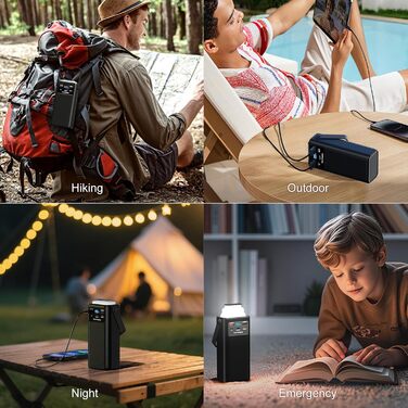 Power Bank 60000mAh 45W з LED-дисплеєм та 7 виходами - Зовнішній акумулятор для кемпінгу та подорожей, чорний