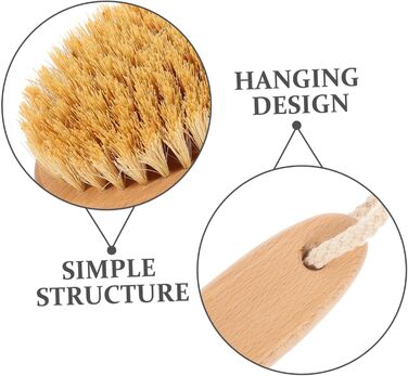 3 Wooden Bath Brushes Beechwood Awning Solution Trash Body Scrub Cleaner Shower Brush with Long Handle Back Scrubber Shower Back Washer for Men Sisal Brush