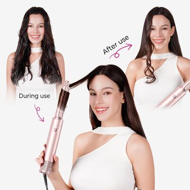 Atopskins Airstyler 6 в 1: Фен-щітка, плойка, фен, стайлер для волосся, стайлер для всіх типів волосся, 1000W, червоний