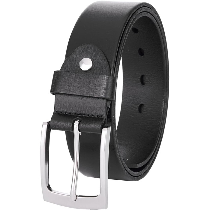 Чоловічий шкіряний ремінь BELTER 38 мм, чорний. Джинсовий ремінь з подарунковою коробкою, розмір L (32W-35W, 105 см)