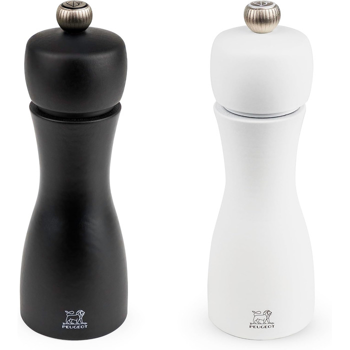 PEUGEOT Tahiti Mill Set Pepper/Salt, Classic Grind Setting, Height: 15 cm, Wood, White/Black, 2/24260