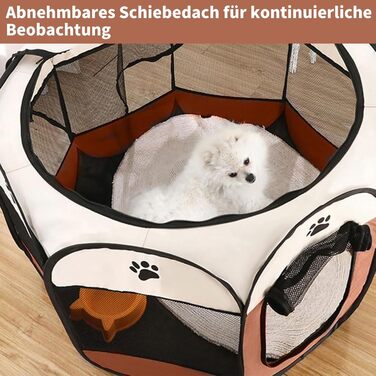 Вольєр для цуценят, вольєр для собак, вольєр для котів, клітка для кроликів, 114 x 114 x 58 см (Колір: Curry)