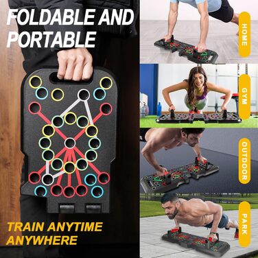 CRAZYROPE Foldable 41-in-1 Push Up Board with Counter, Wide Push-Up Board with Handle for Muscle Training and Strength Training, 41 Combination Positions Countable Model with Resistance Bands